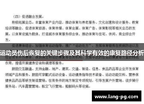 运动员伤后恢复的关键步骤及其科学有效的康复路径分析