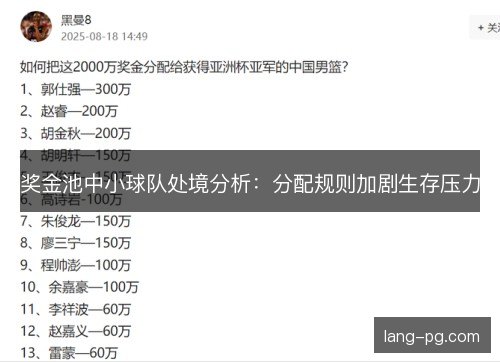 奖金池中小球队处境分析：分配规则加剧生存压力